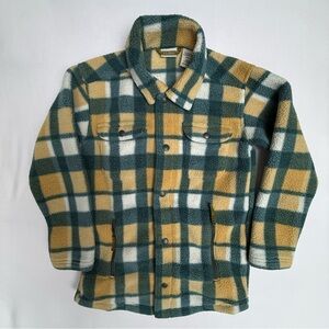 L.L. Bean Kids Plaid Fleece Shirt in Green and Gold